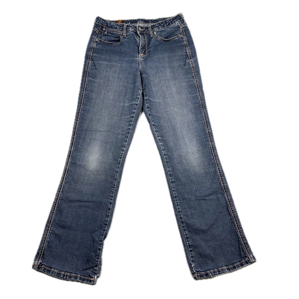Wrangler Aura Womens 8 Average Blue Denim Bootcut Jeans Embroidered Pockets 1011